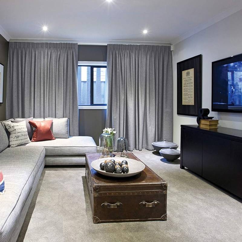 Home Theatre Custom Made Curtains Blockout Portsea Light Grey